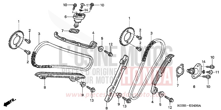 CAM CHAIN/TENSIONER for Shadow VT125C MYSTERY RED METALLIC (R231) from 2001